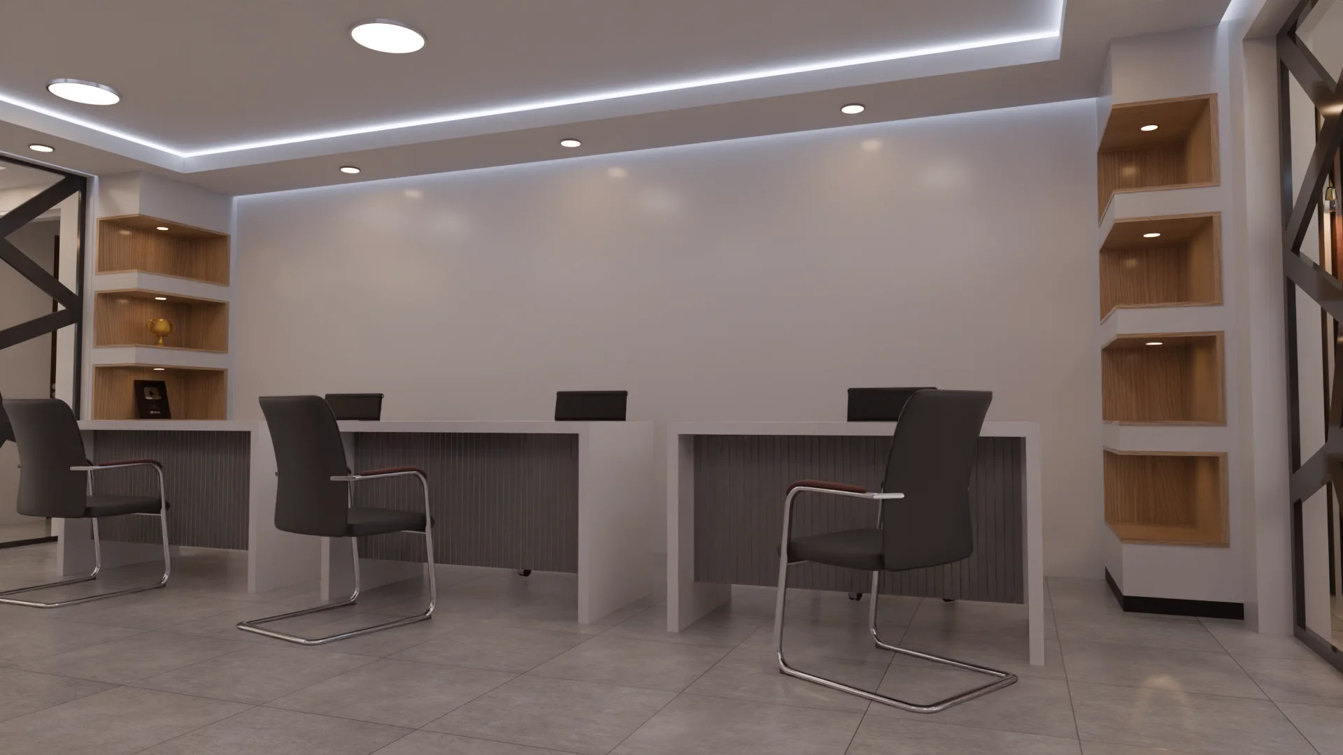 Client-facing service counter detail